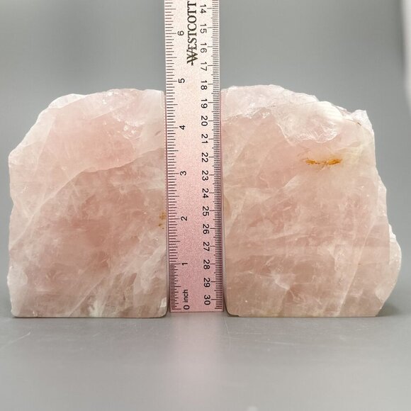 Rose Quartz Bookends Natural Characteristics Crystal Decor Pink Bookshelf (GB) - Picture 10 of 10